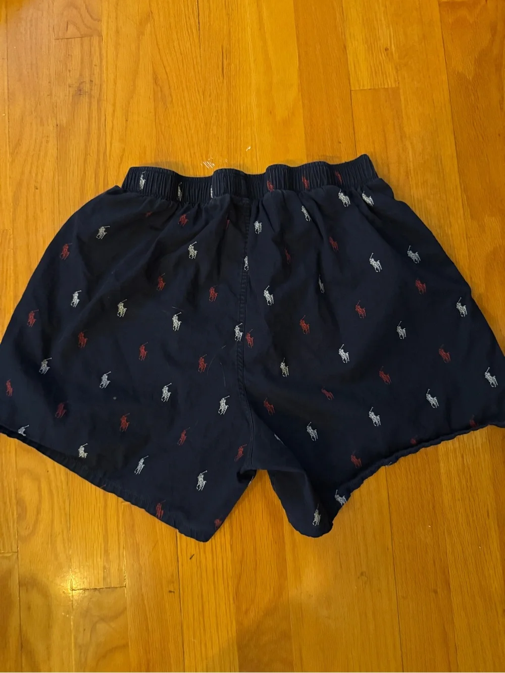 Polo by Ralph Lauren Navy Boxer Shorts with Red & White Pony Motif